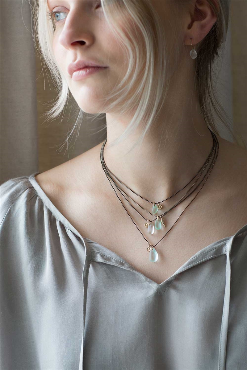 Oxidised sterling silver charm necklace 