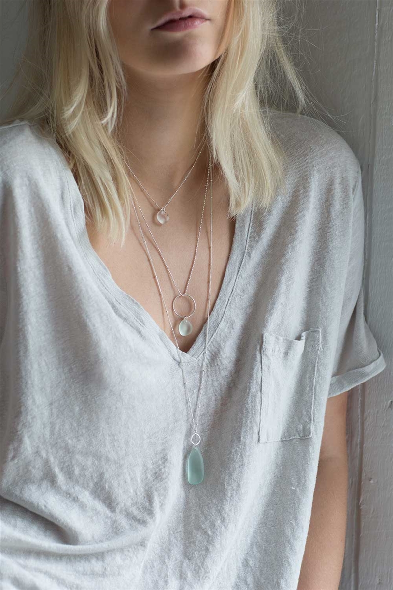 Sea glass & star satellite chain necklace