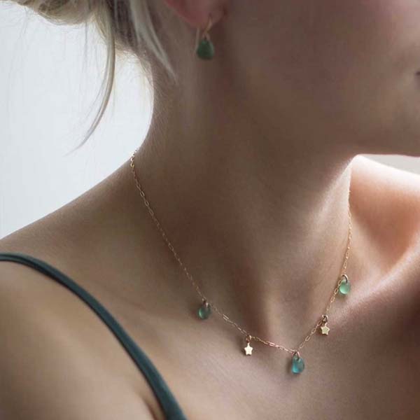 Sea glass & stars necklace