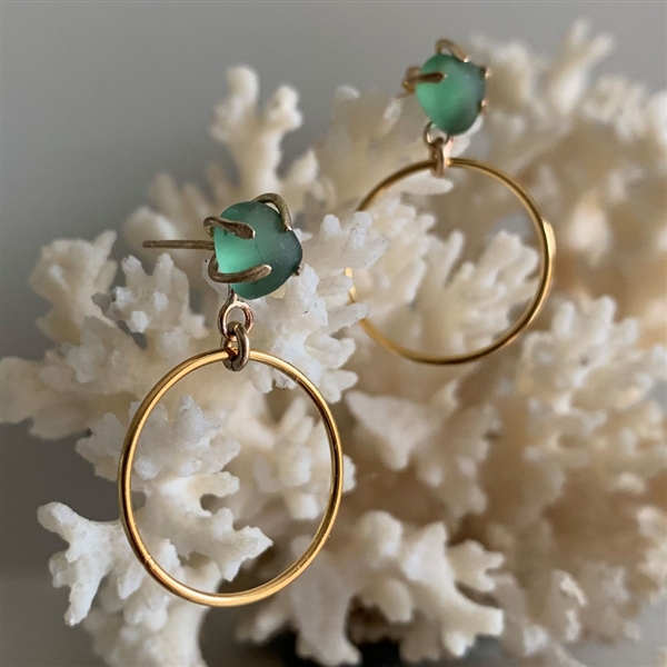 Sea glass stud & hoop earrings