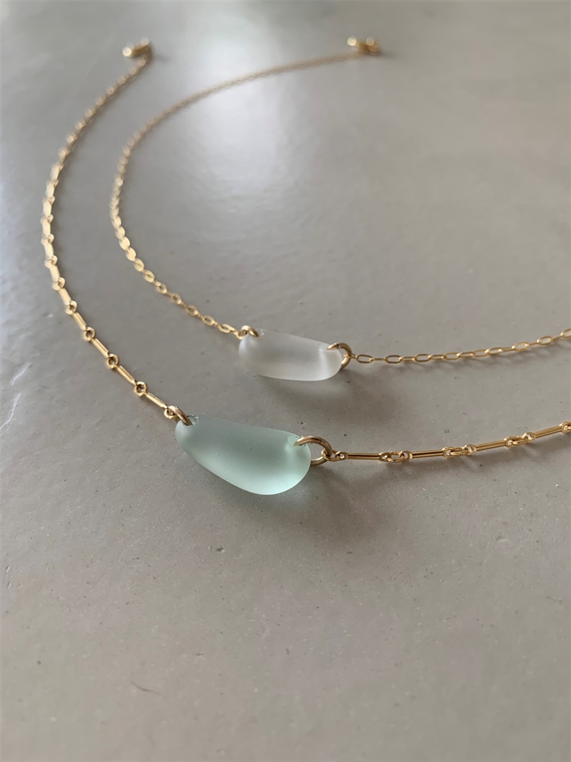 Sea glass lozenge necklace