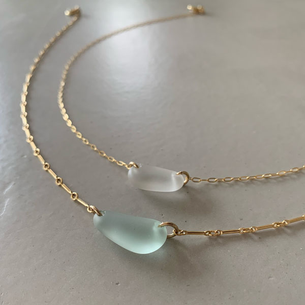 Sea glass lozenge necklace