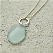 Long silver sea glass pendant