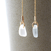 Sea glass drop earrings on long bead chain
