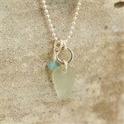 Sea glass charm necklace on silver