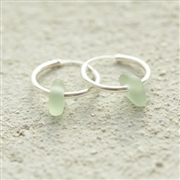 Silver hoop and sea glass nugget earrings