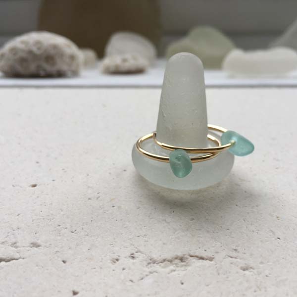 Gold hoop and sea glass nugget earrings
