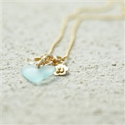 Sea glass charm necklace on gold