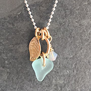 Sea glass charm necklace gold & silver